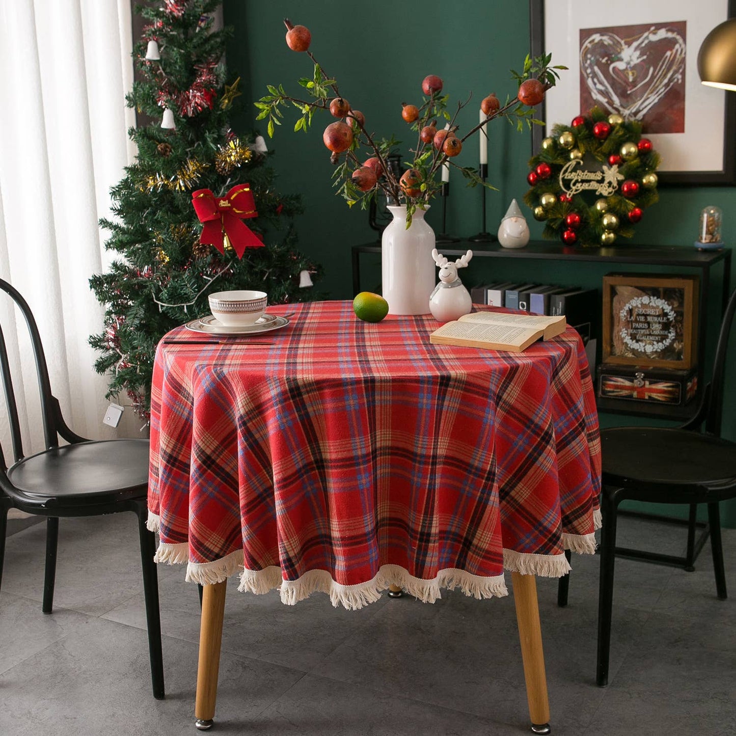 PLAID PATTERN ROUND TABLECLOTH_CWMM0036