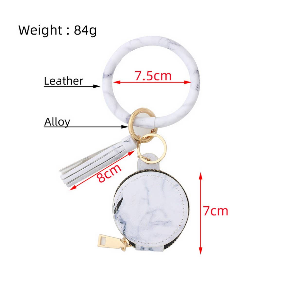 PU Leather Round Wristlet with Mirror & Pouch_CWMM7021