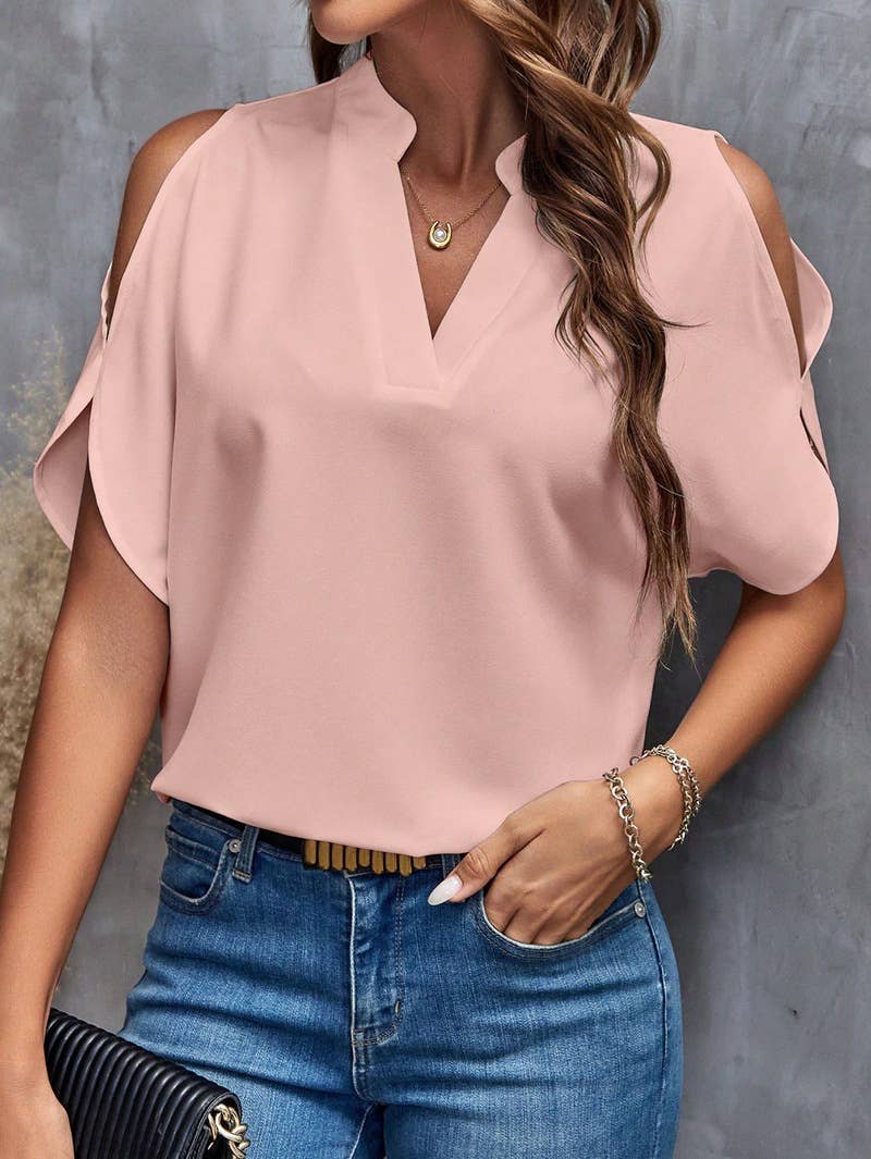 V-NECK STYLISH SLEEVED WOMEN'S BLOUSE