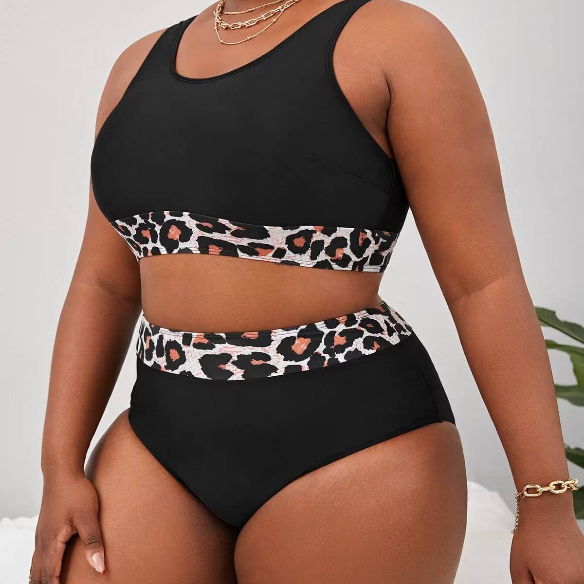 SOLID COLOR PLUS SIZE ONE PIECE BIKINI SWIMSUIT_CWMW0206