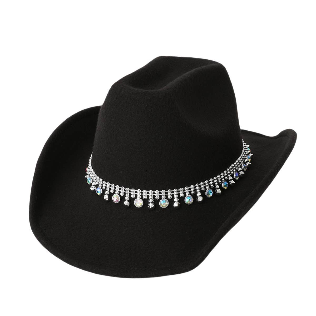 Unisex Western Cowboy Hat with Colorful Rhinestones_CWAH3644