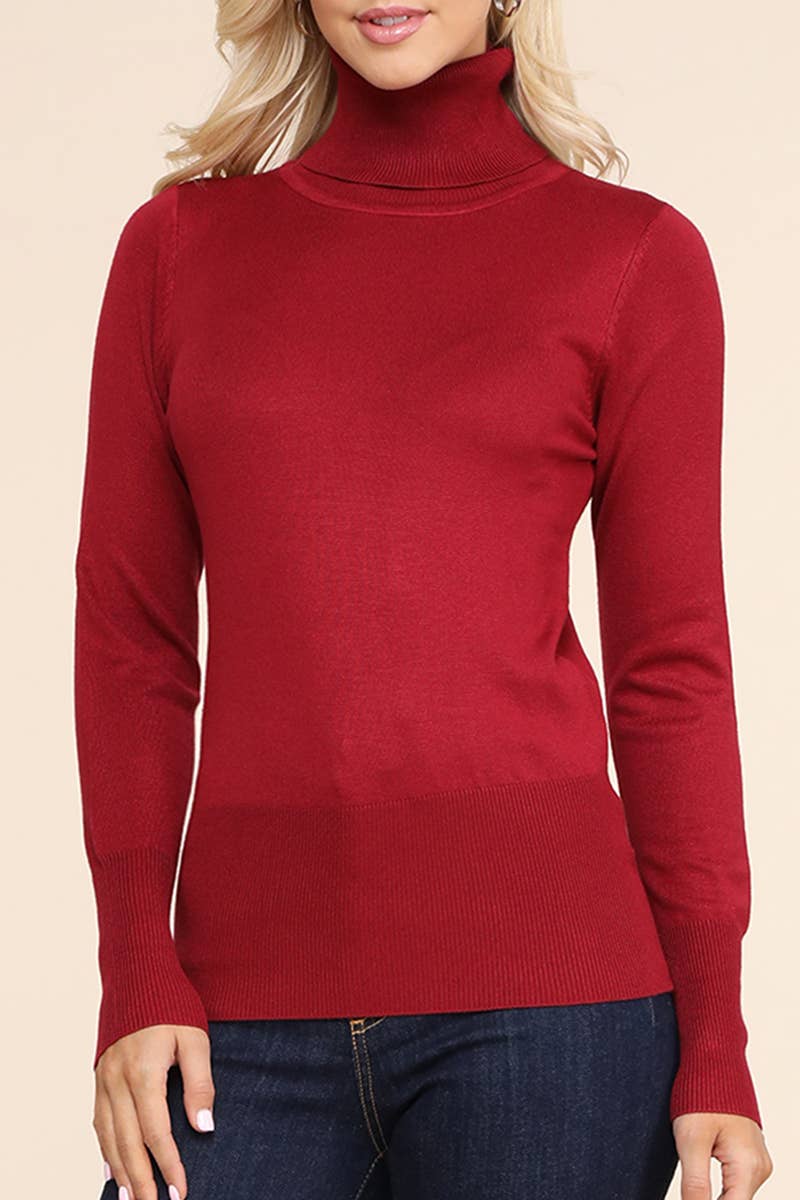 AWOSWL285_Stretch Turtle Neck Long Sleeve Pullover Sweater