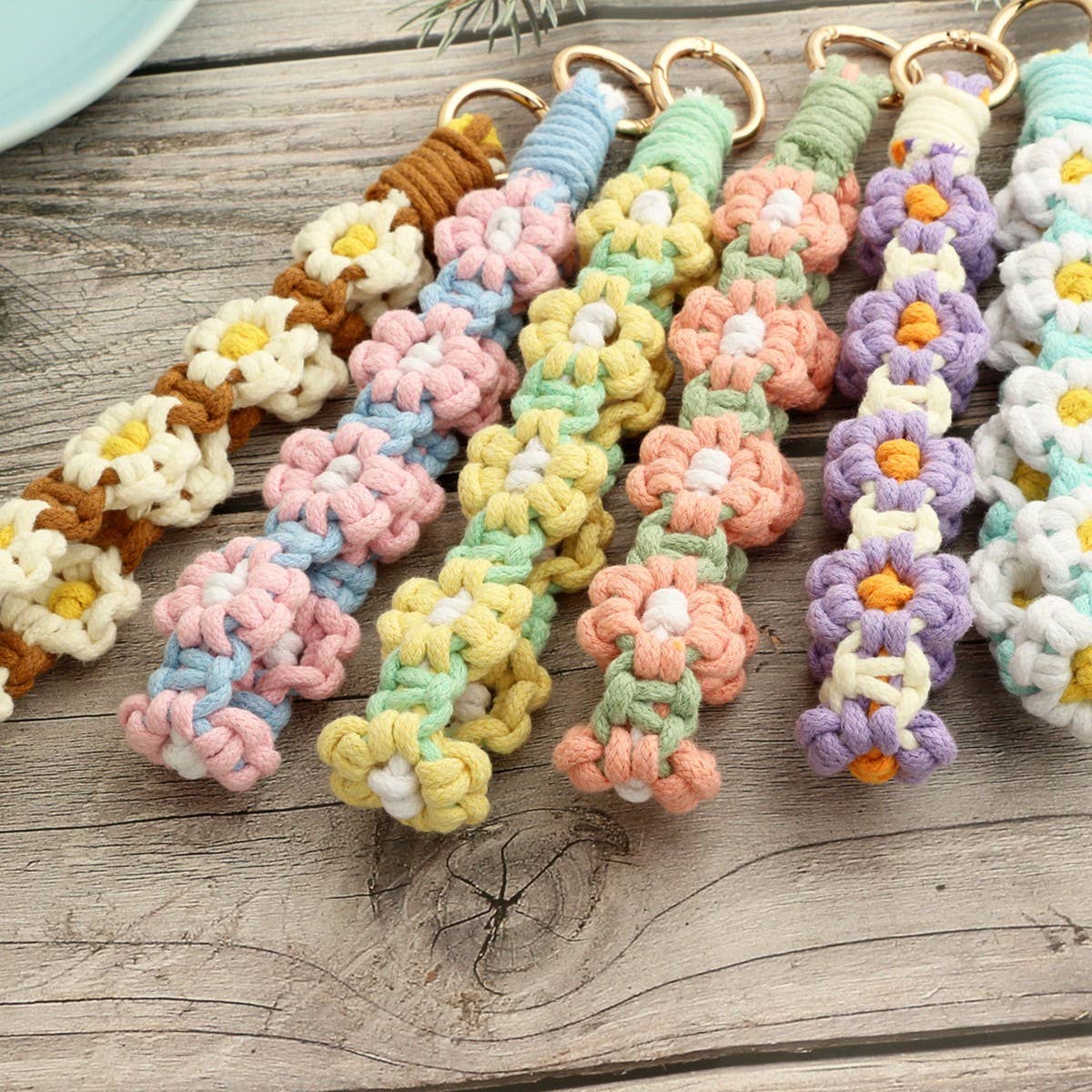 Daisy Wrist Strap Nordic Woven Keychain Pendant_CWAB5023