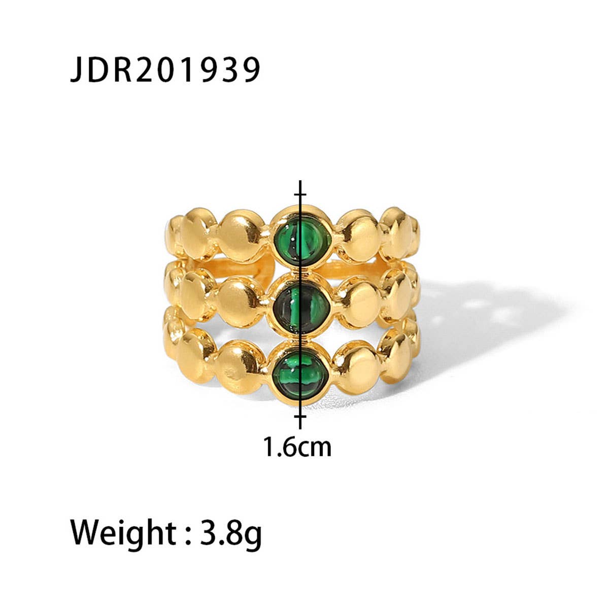 GOLD STAINLESS STEEL INLAID NATURAL STONE RINGS