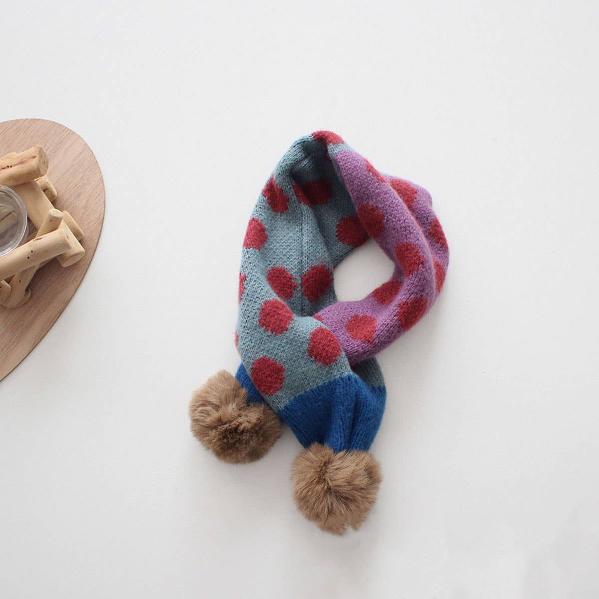 Colorful Polka Dot Knitted Scarf - Kids Neck Scarf