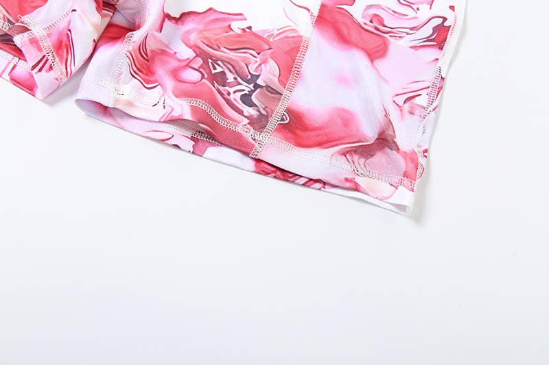 VINTAGE PRINT ZIPPER DESIGN SLEEVELESS BODYSUIT