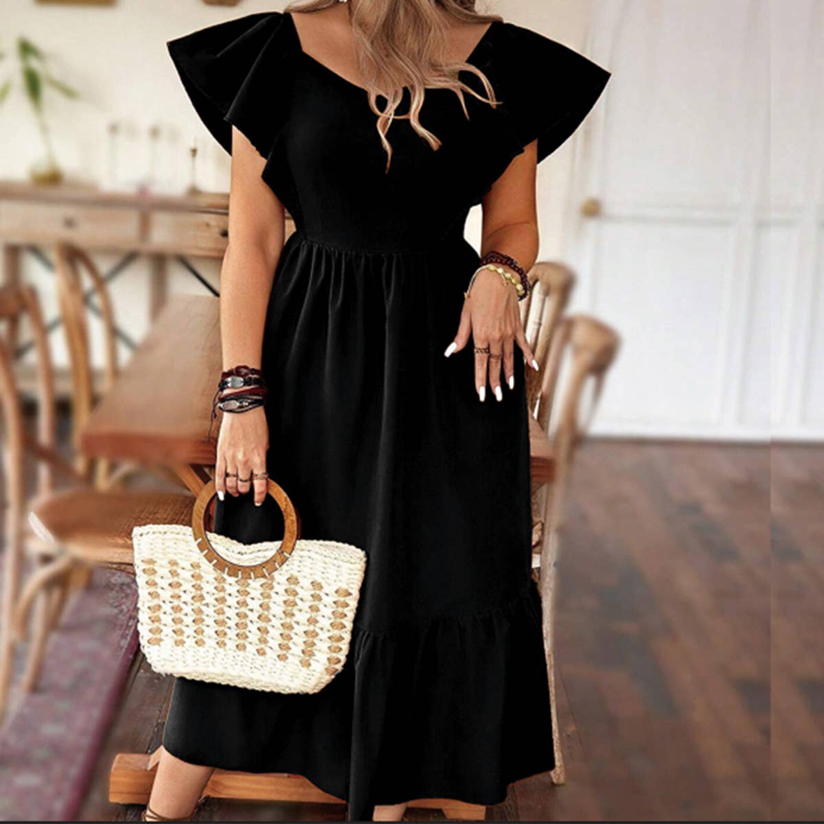 French Style Midi Dress ? Ruffle & Backless