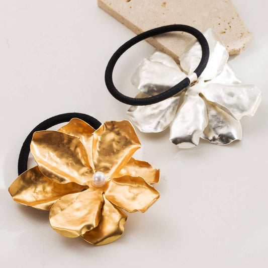 Metal Flower Ponytail Holder ? Sweet & Stretchy
