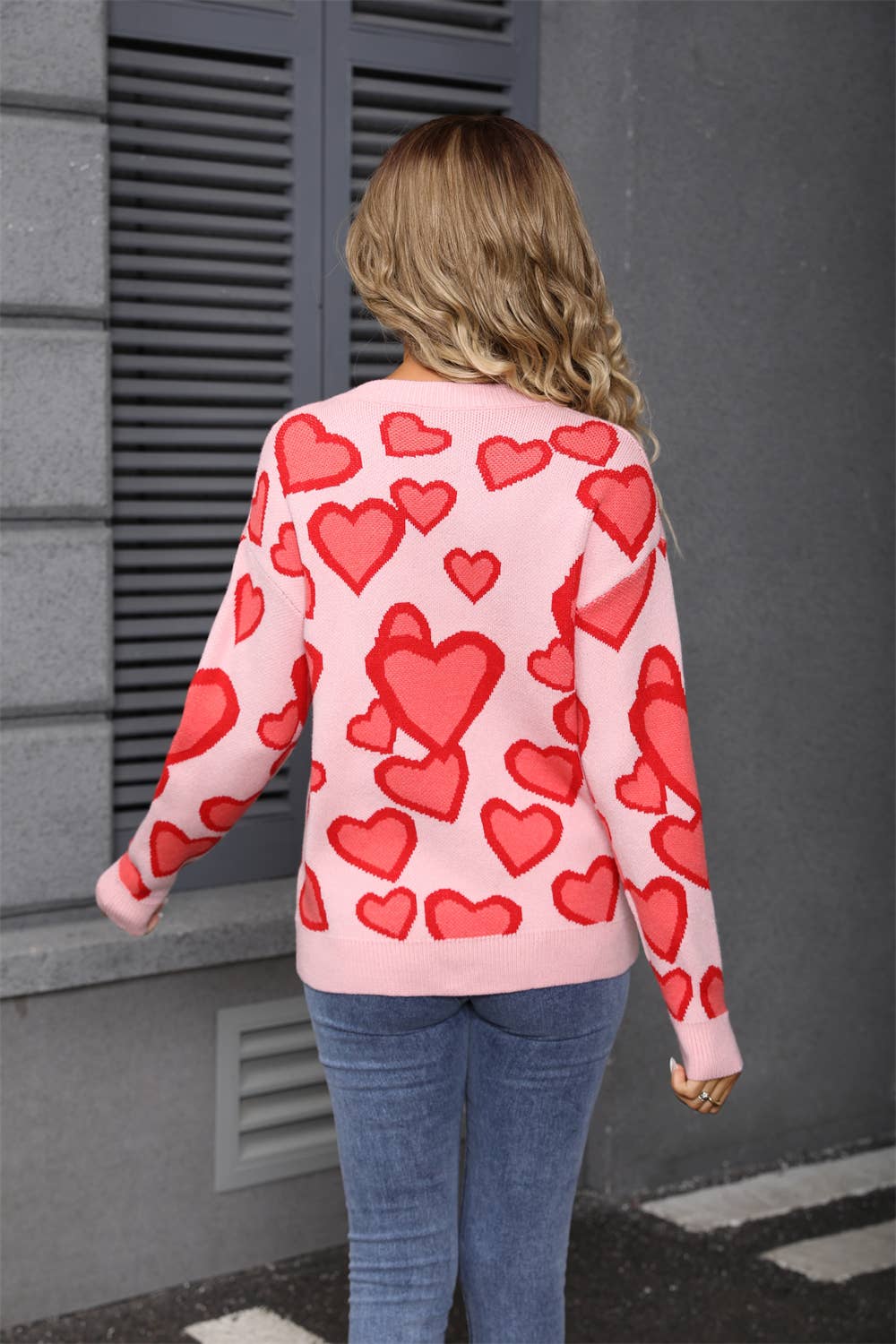 Fashion assorted jacquard love heart sweater