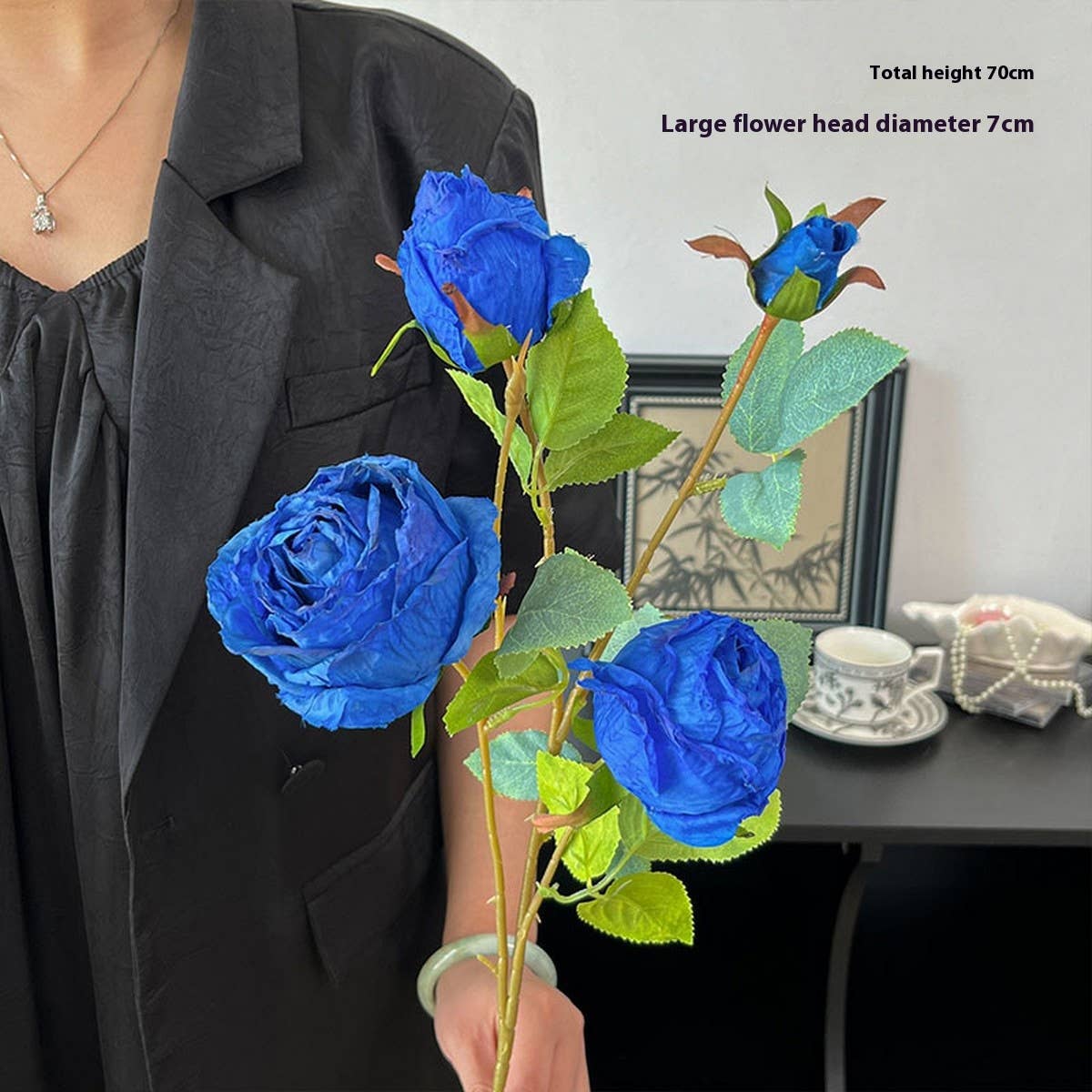 Single Stem 4-Head Country Style Burnt Edge Roses_CWMM6473