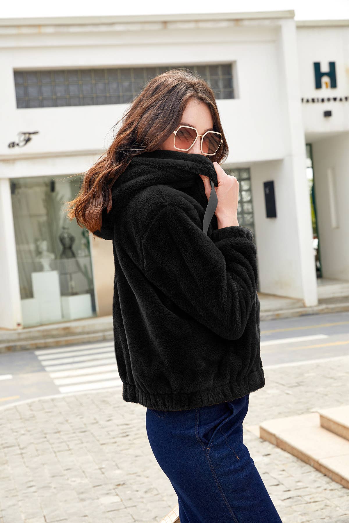WOMEN'S FLEECE HOODED LONG-SLEEVED THERMAL JACKET