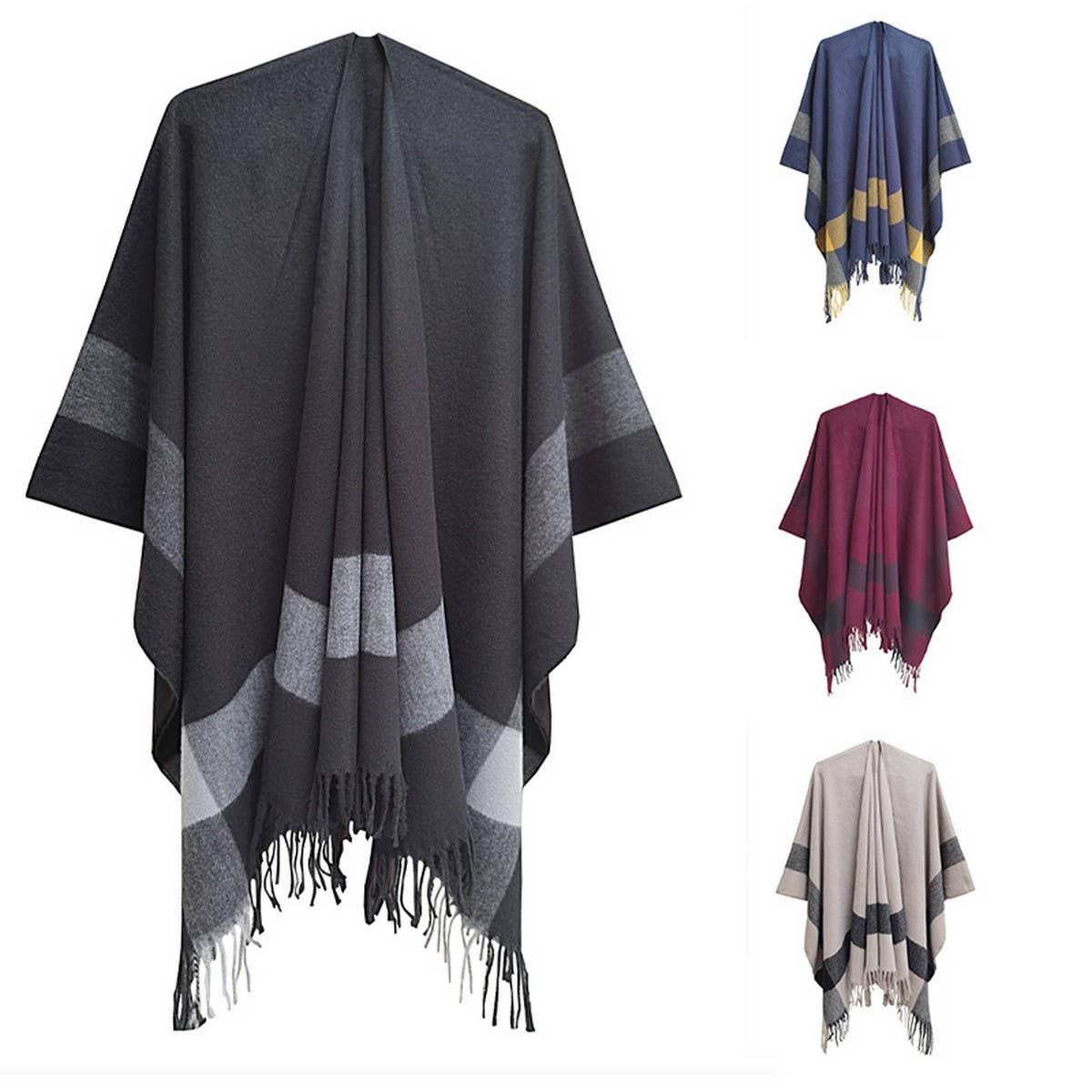 THREE-DIMENSIONAL TASSEL WARM SHAWL WRAPPED CLOAK