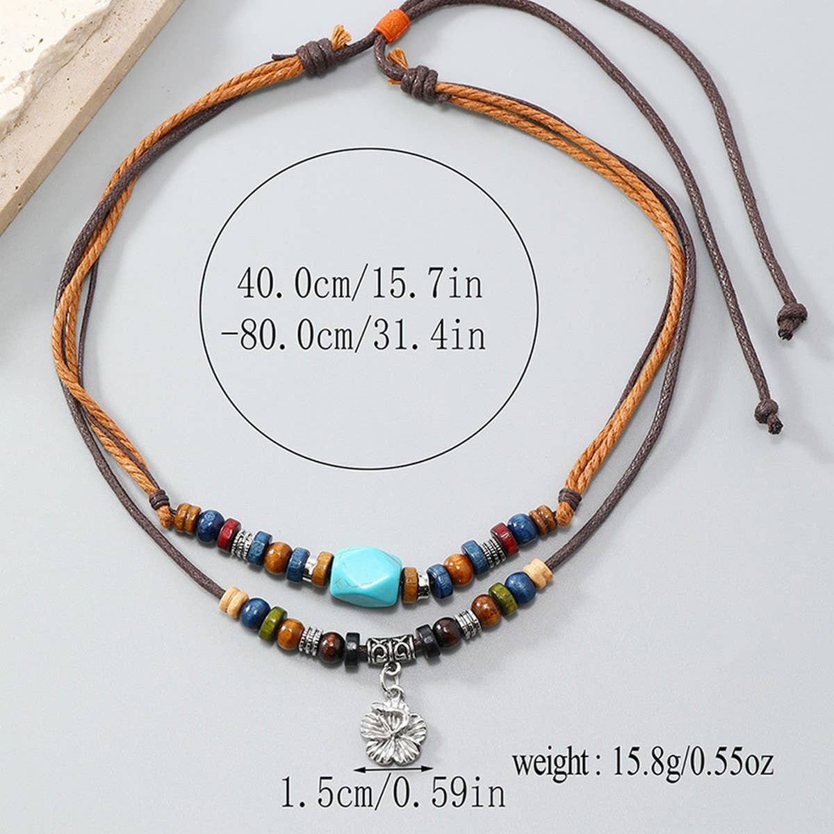 VINTAGE MULTI-LAYER TURQUOISE FLOWER NECKLACE