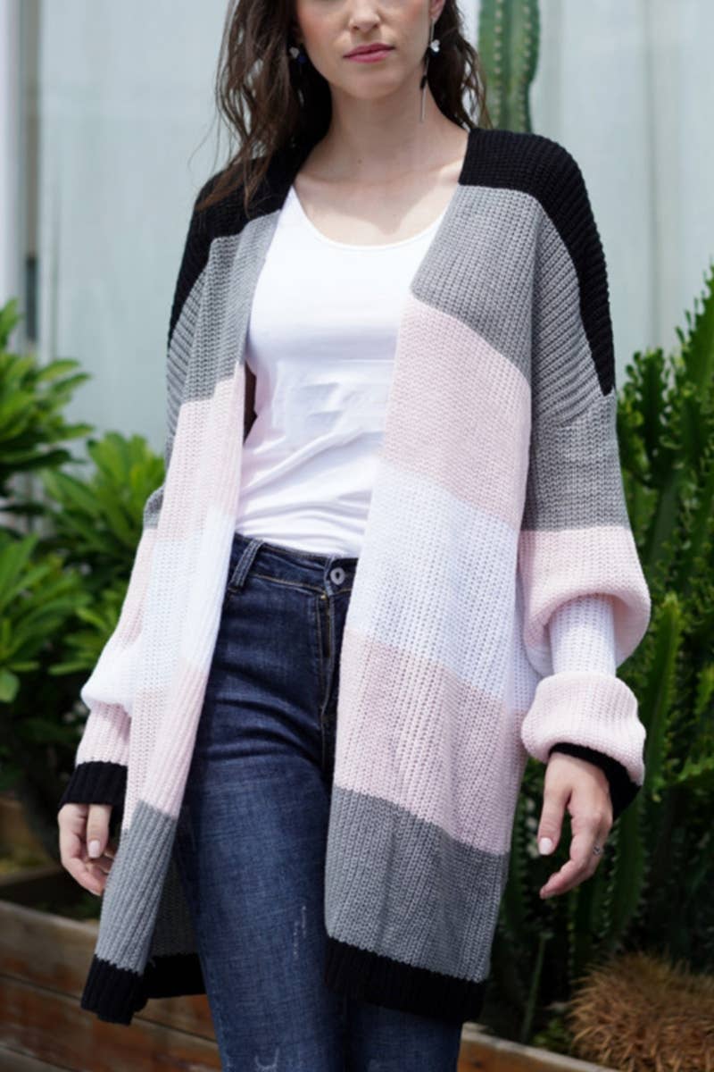 CWOSWL1416_ Casual Open Front Long Cardigan Sweater