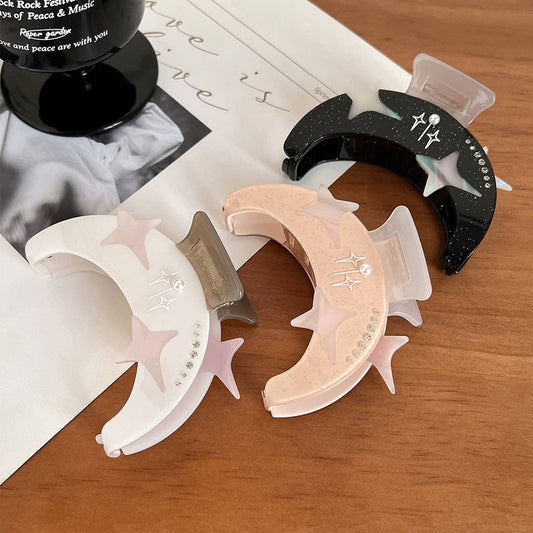 Star & Moon Rhinestone Hair Claw Acetate Clip_CWAHA5821