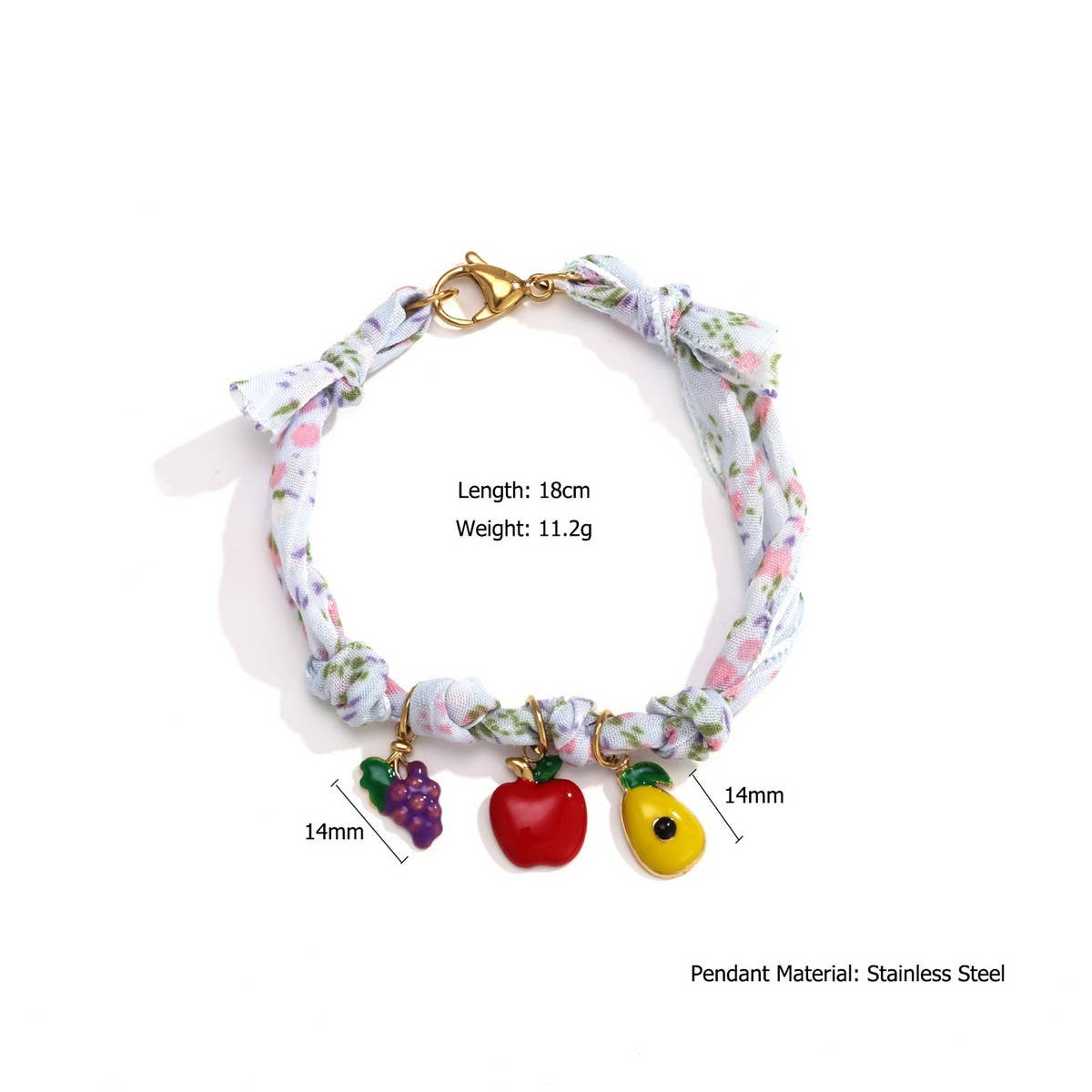 Unique Handmade Silk Bracelet with Metal Pendant