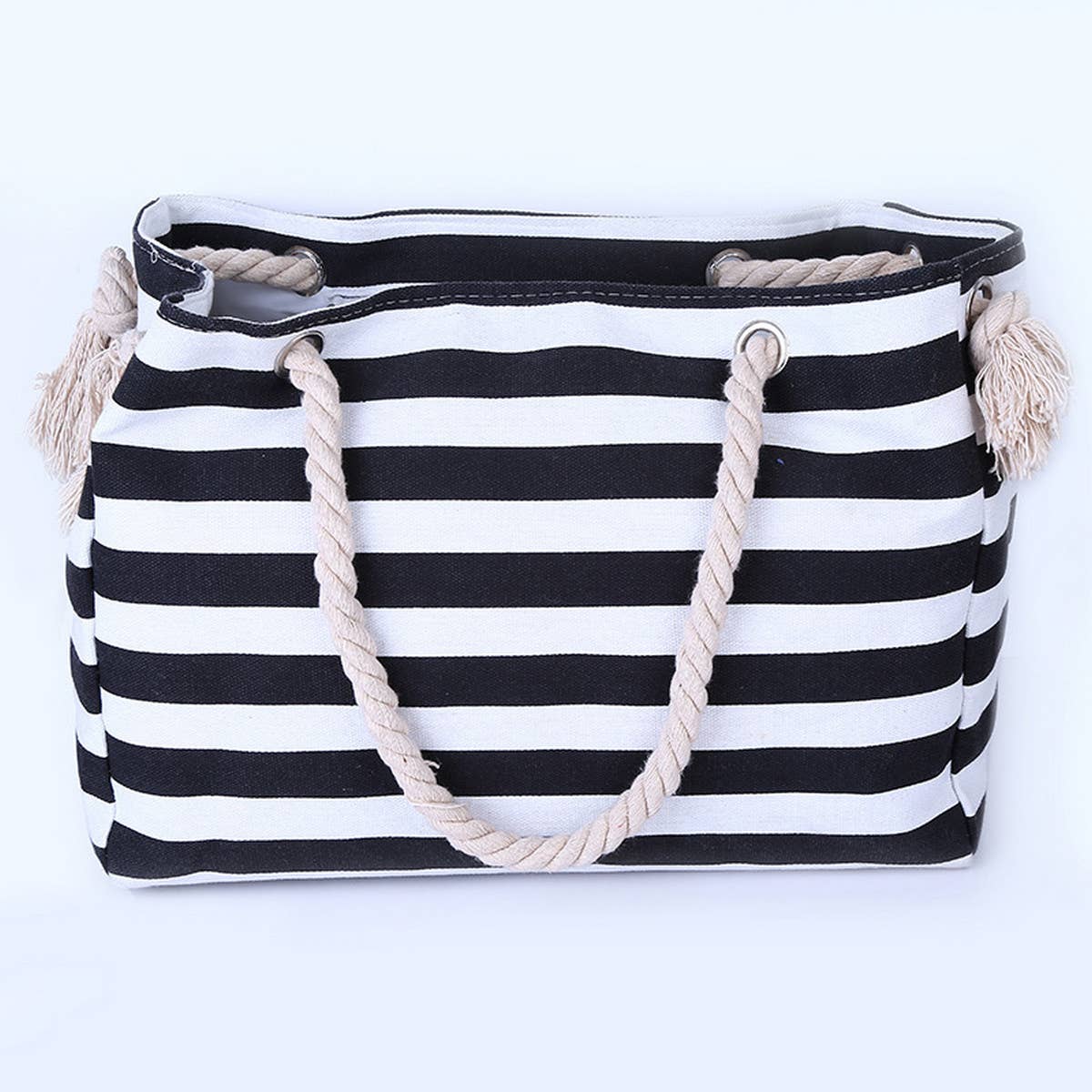 LARGE CAPACITY TRAVEL STRIPED PORTABLE CANVAS BAG_CUAB0227