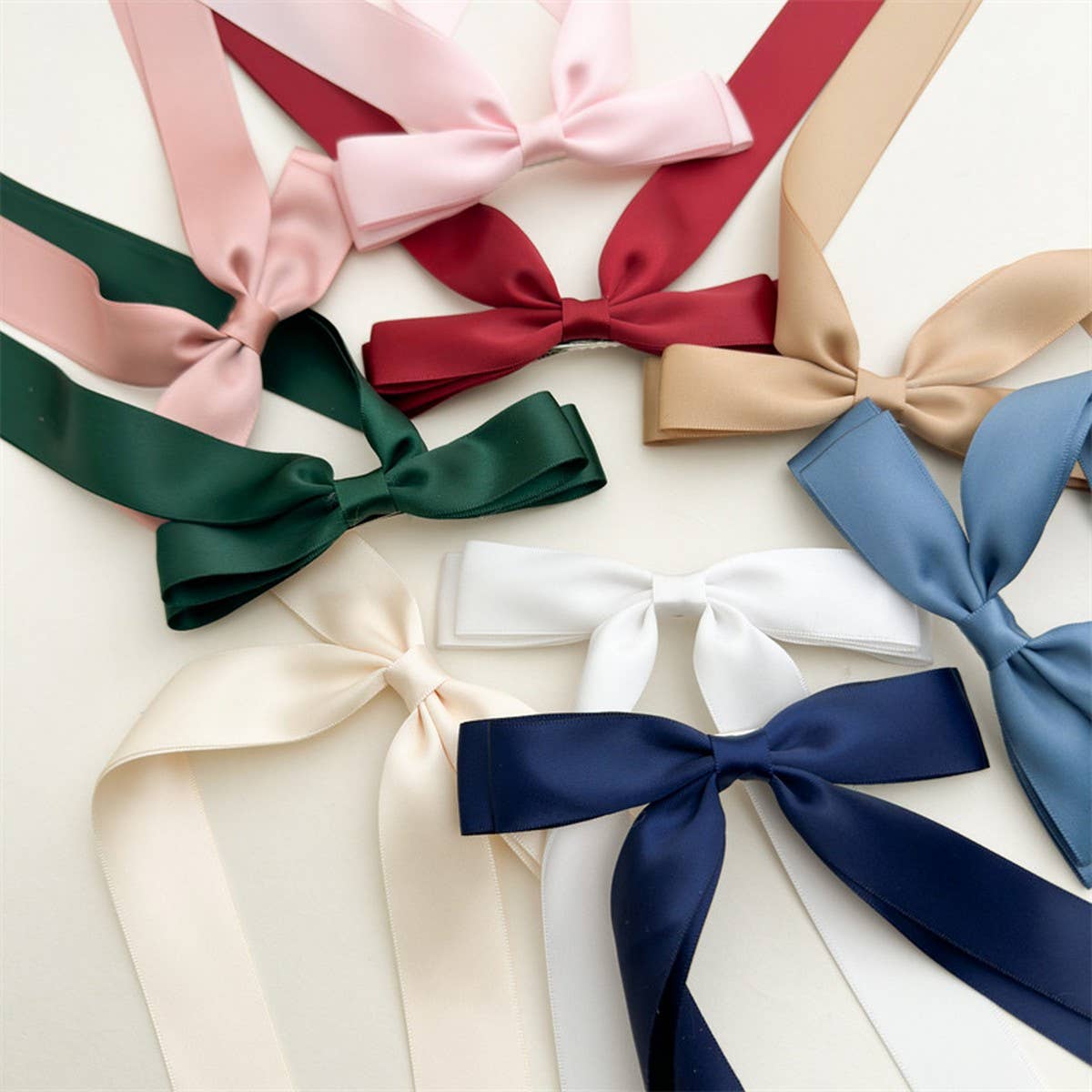 DOUBLE-LAYER BOW RIBBON TASSEL HAIR ACCESSORIES