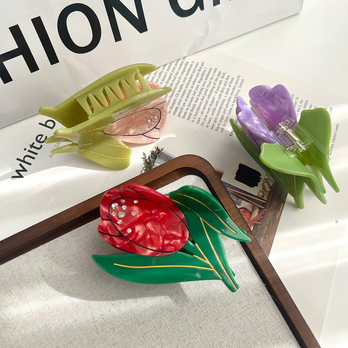 Spring Flower Acetate Claw ??Tulip Hair Clip_CWAHA5901