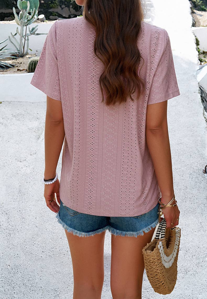 TEMPERAMENT CASUAL SOLID COLOR V-NECK BLOUSE