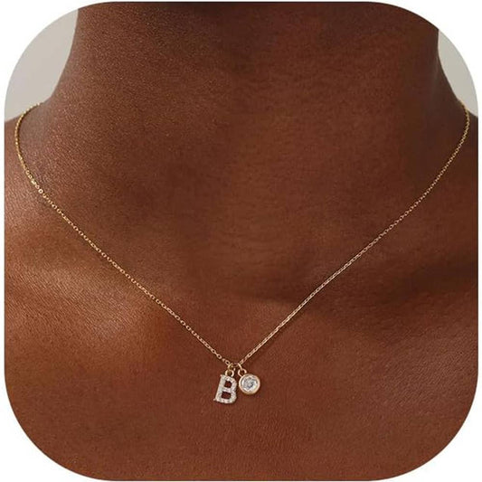 Fashionable golden zircon 26-letter necklace