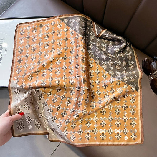 Summer Silk Scarf ??Colorblock Plaid Print Square_CWASC0601