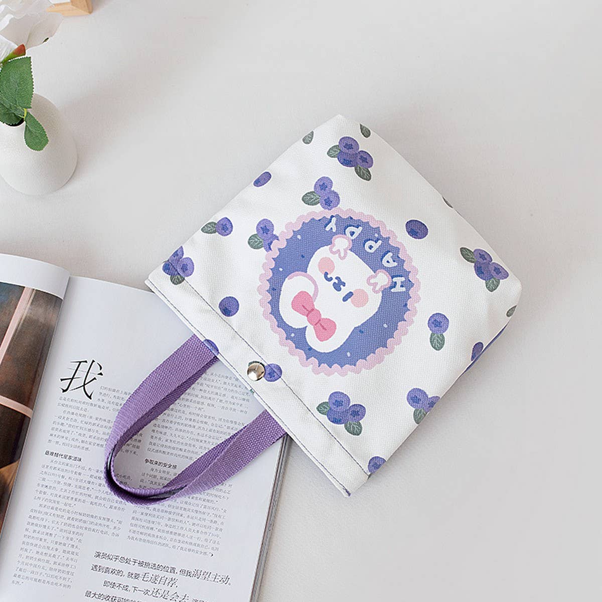 Canvas Handheld Lunch Bag for Women, Daily Use_CWAB5666