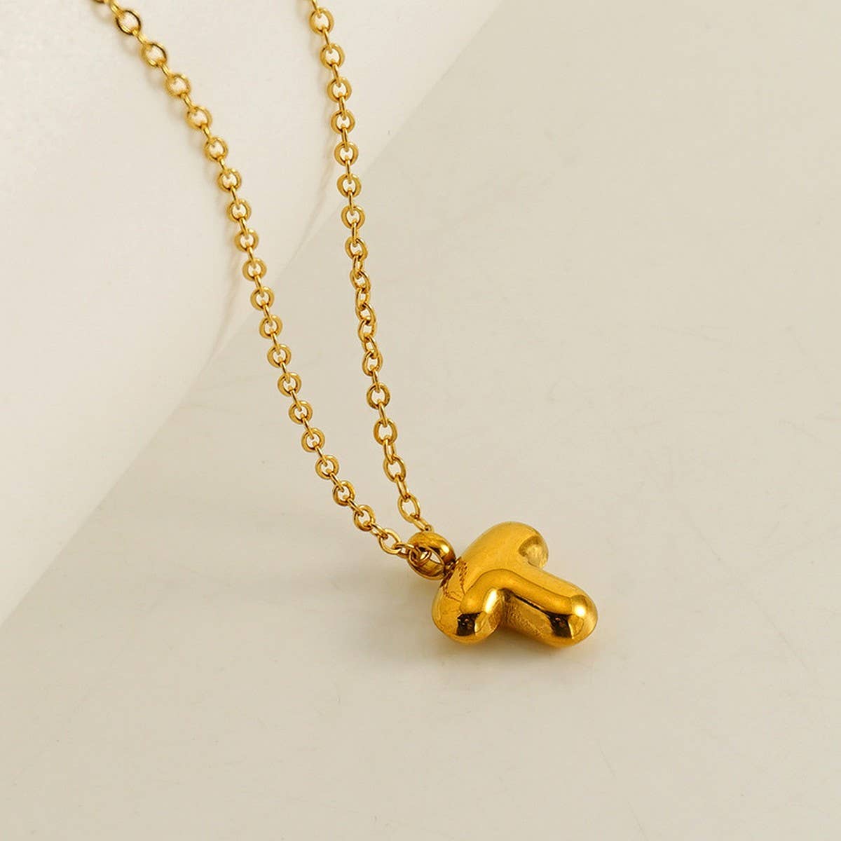 CWAJE1939_Mini Simple Bubble Letter Necklace,Gold