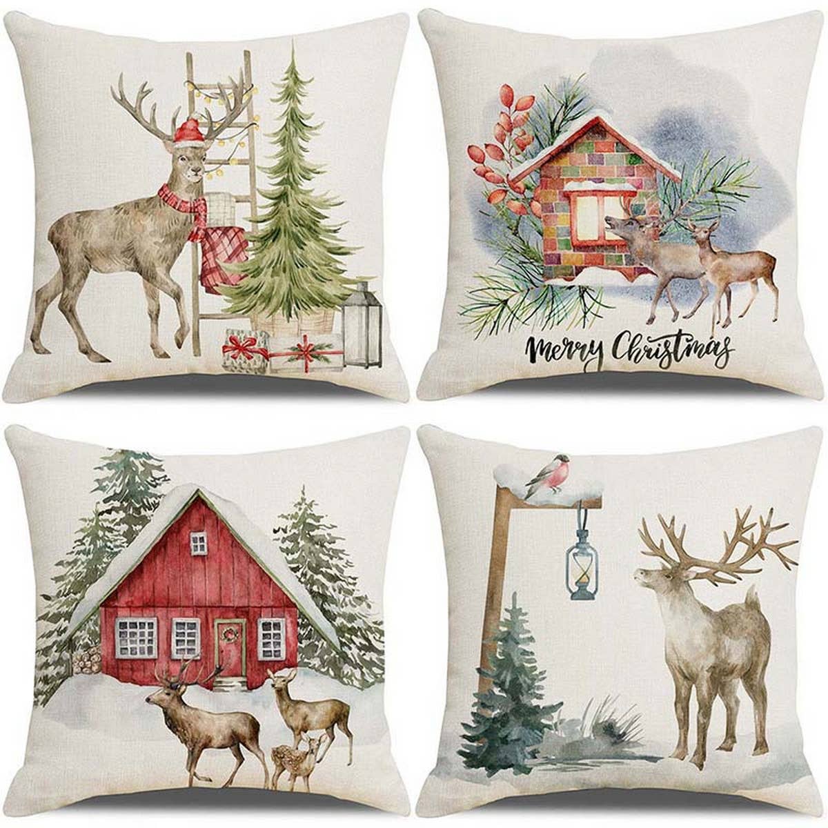 2024 NEW CHRISTMAS PLAID ELK PILLOWCASE_CWMM1408