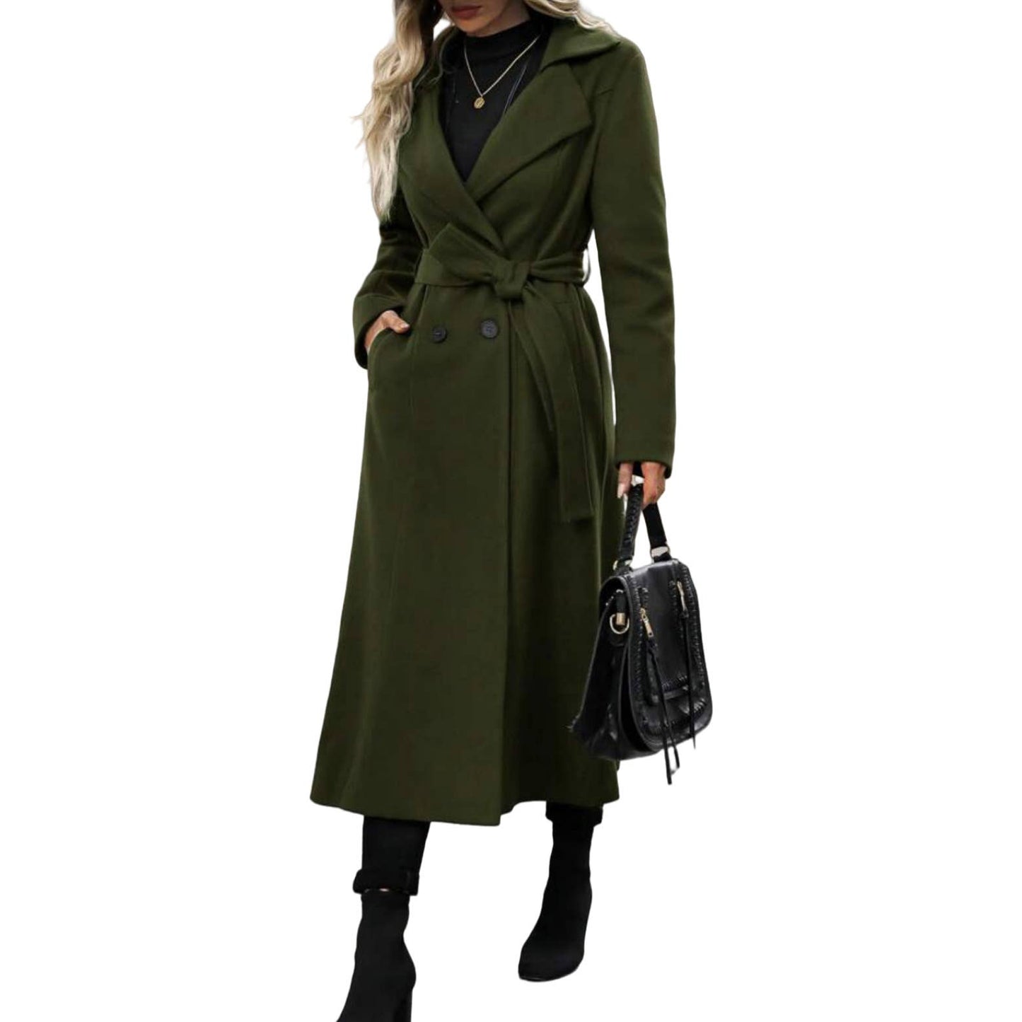 Lapel tie double-breasted and long coat