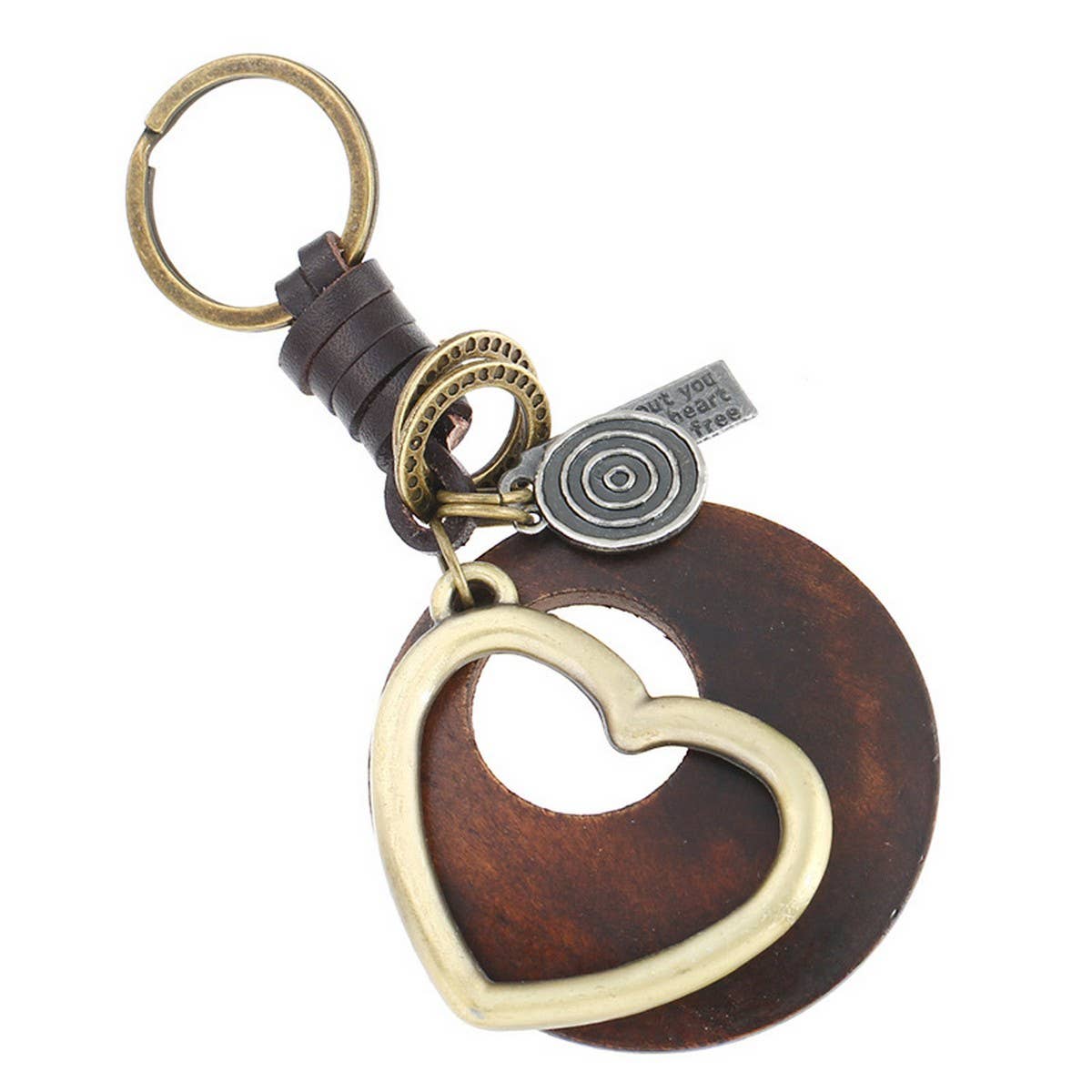 NEW RETRO STYLE LOG HEART PENDANT KEYCHAIN