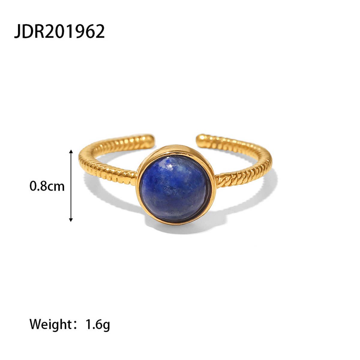 GOLD STAINLESS STEEL INLAID NATURAL STONE RINGS