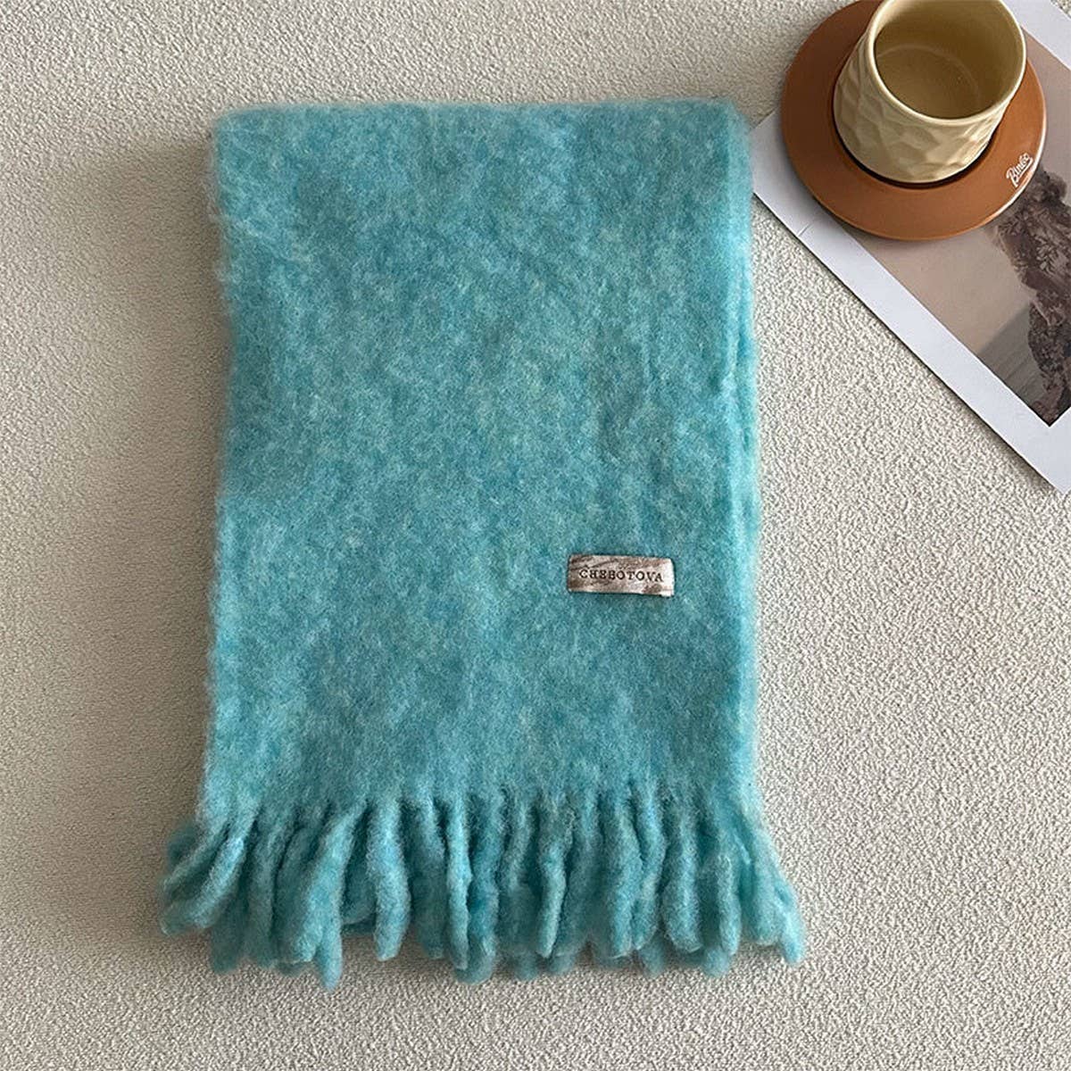 Chunky Wool Blend Scarf for Winter ? Solid Color