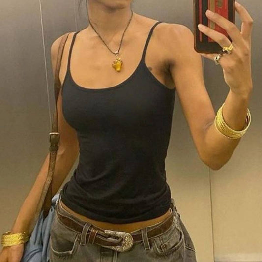 Slim solid color sexy low-cut halter base