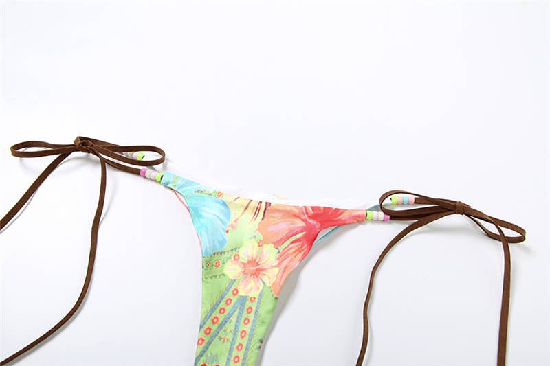 Printed Tie-Up Push-Up Bikini Set