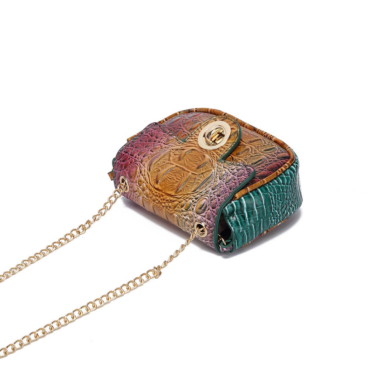 WOMEN MULTI-COLOR CROCODILE PATTERN SHOULDER BAG_CWAB2596