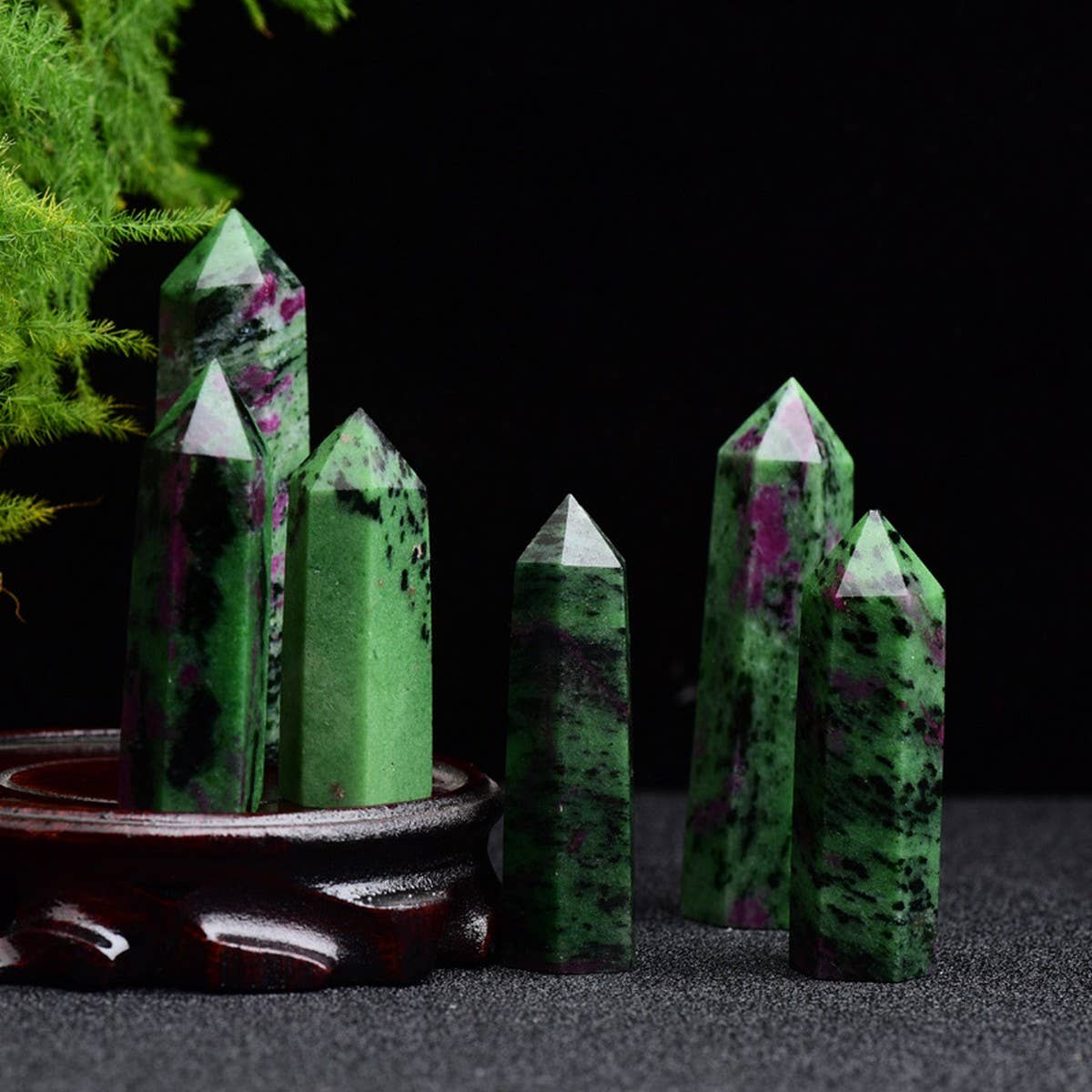 Natural Ruby Zoisite Hex Crystal Tower