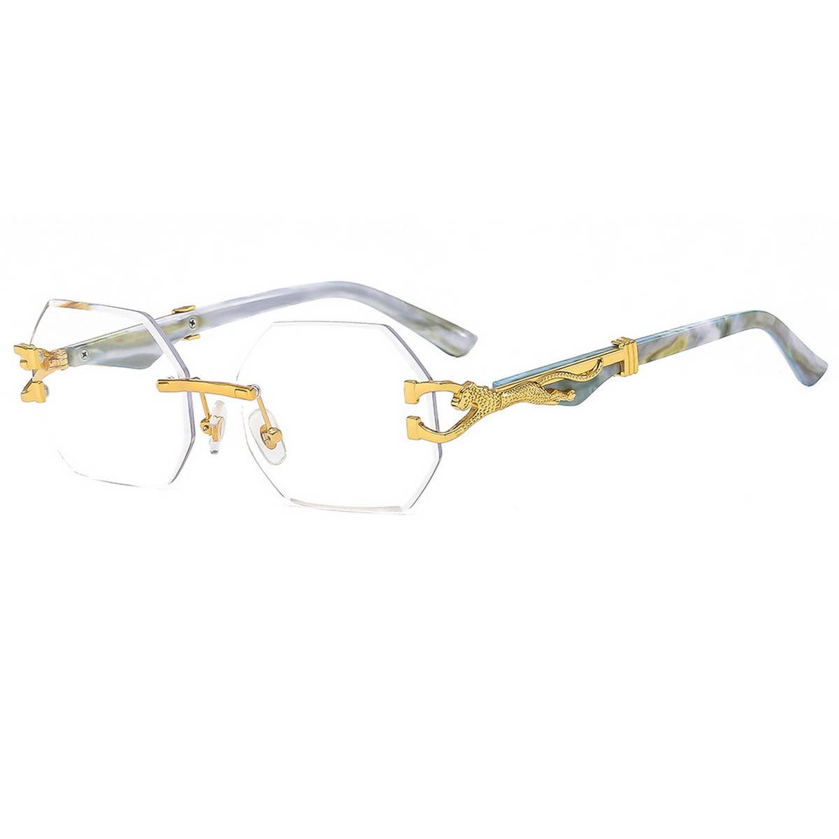 Leopard Head Rimless Cut Edge Sunglasses