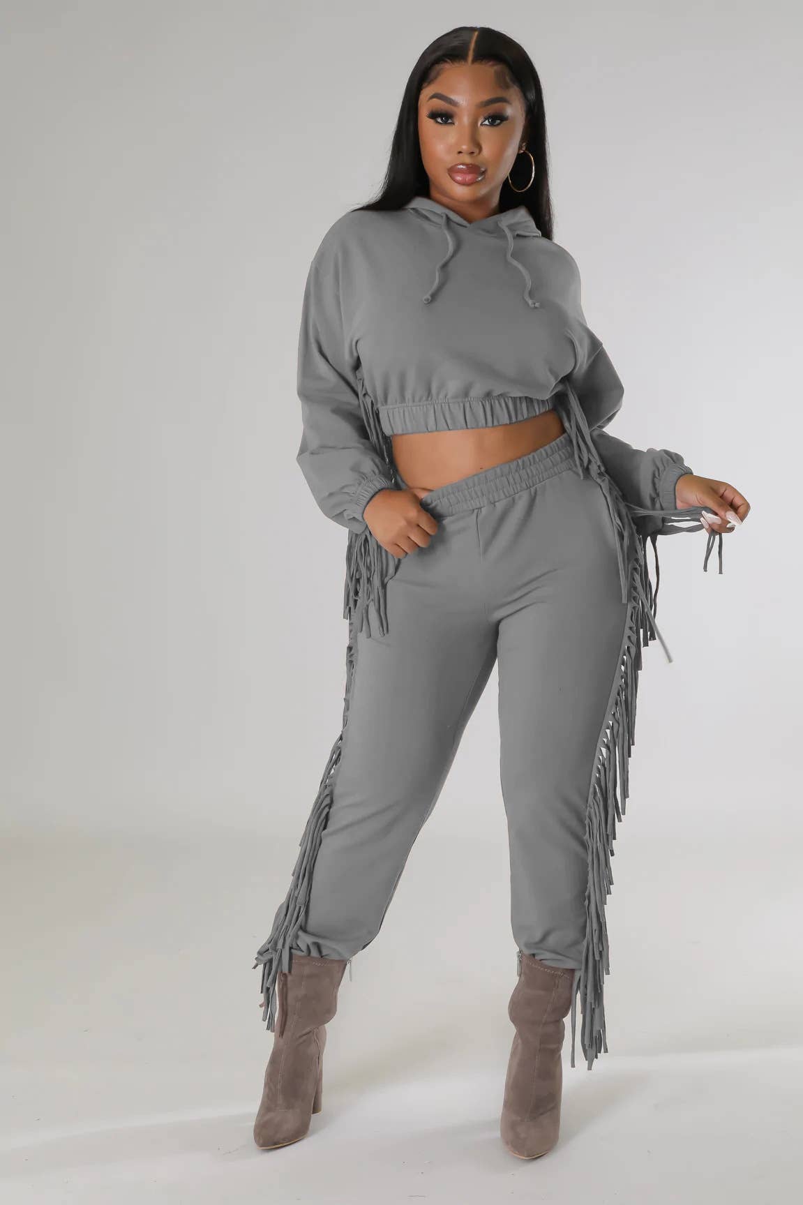 MIDRIFF HOODIE FASHION TWO-PIECE LEGGINGS