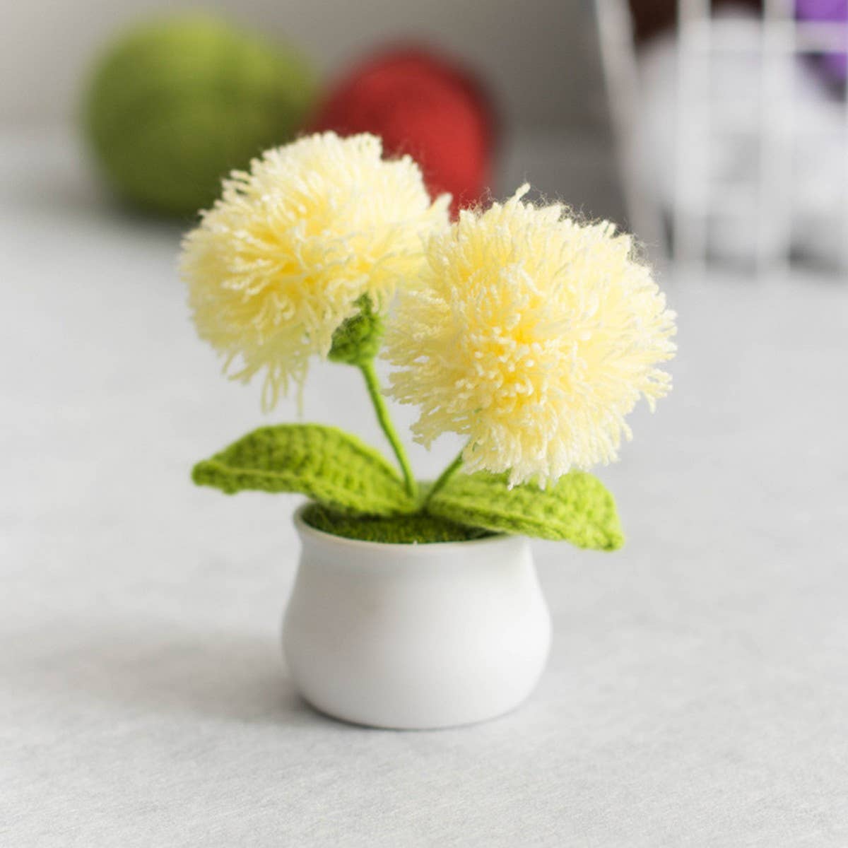 CWMM9283_HAND-WOVEN WOOL BALL ARTIFICIAL FLOWER POT