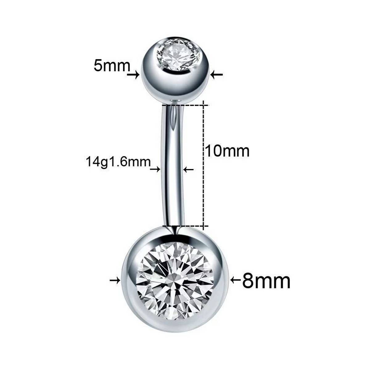 Double Gem Belly Button Ring ? Stainless Steel