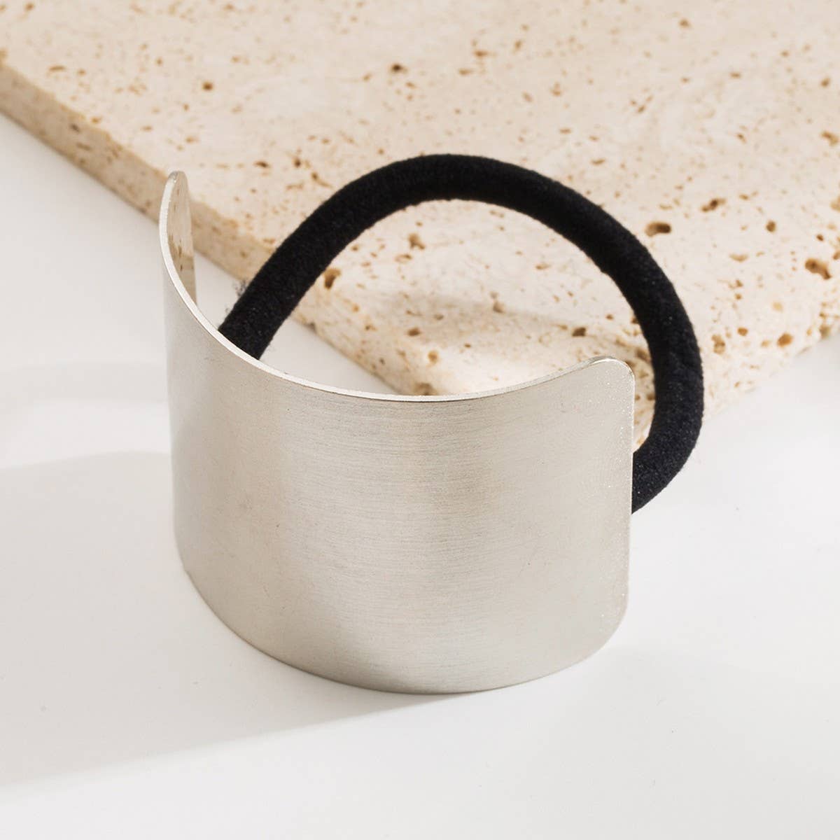 Minimalist Brushed Metal Hair Tie for Women