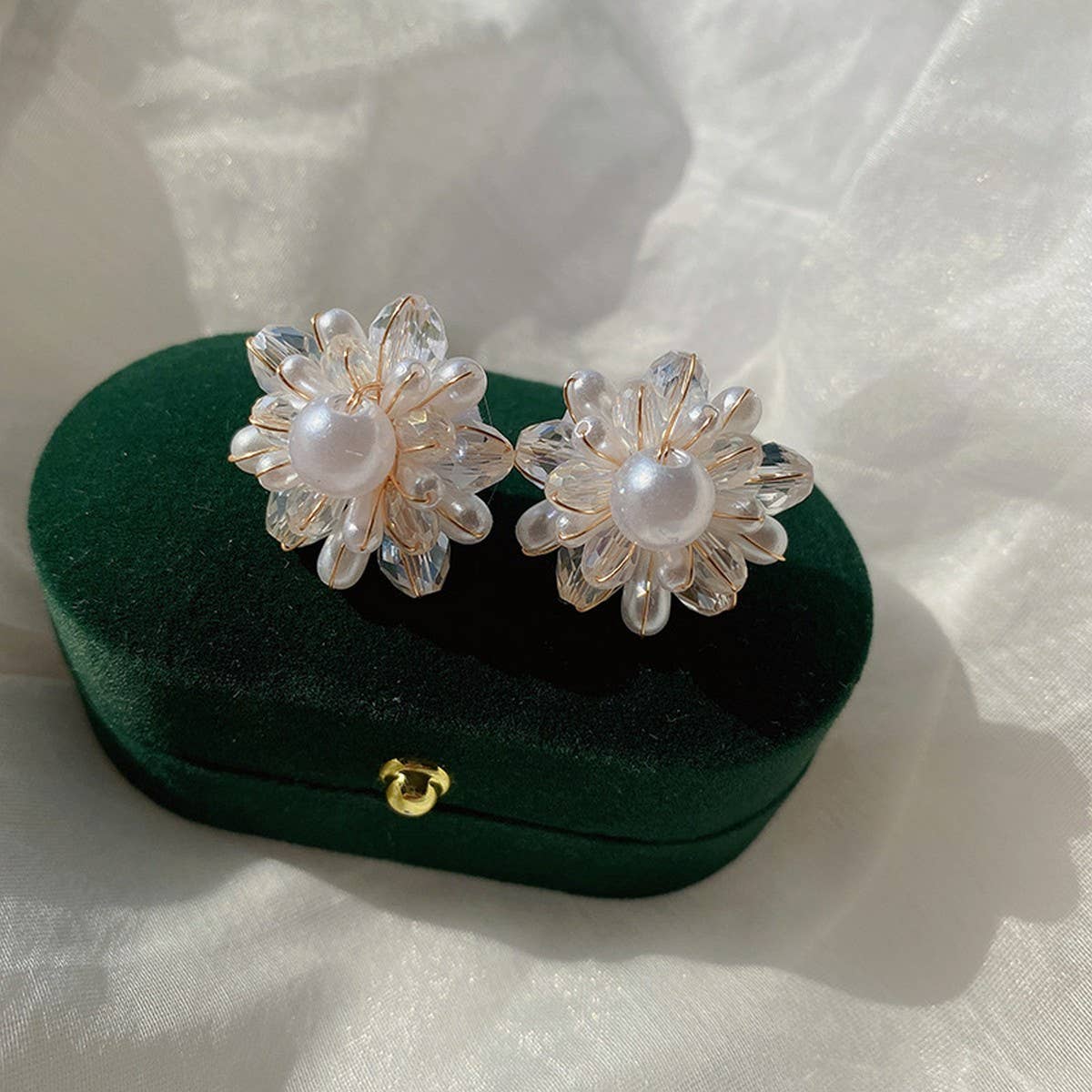 FRENCH VINTAGE PEARL FLOWER EARRINGS