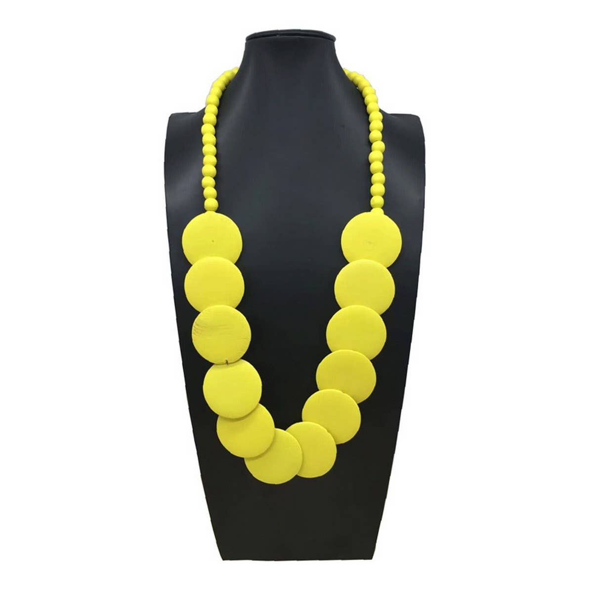 HANDMADE LARGE ROUND WOODEN BEAD LONG NECKLACE