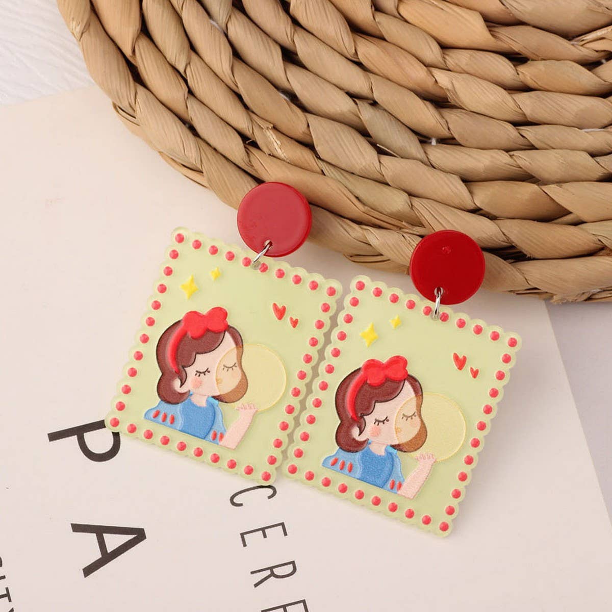 SWEET GIRL COLORFUL FLOWER ACRYLIC EARRINGS