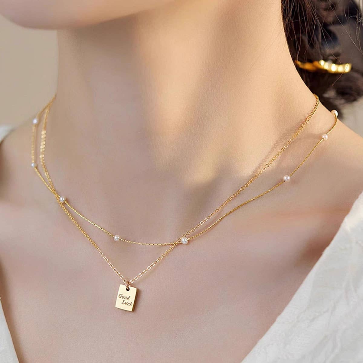 Lucky Wish card elegant collarbone chain