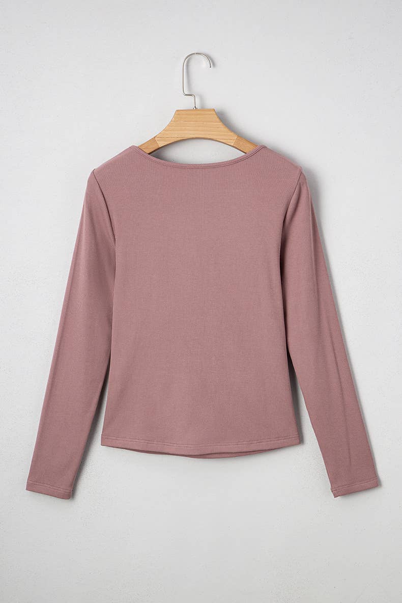 Simple solid-color deep V-neck knitted sweater
