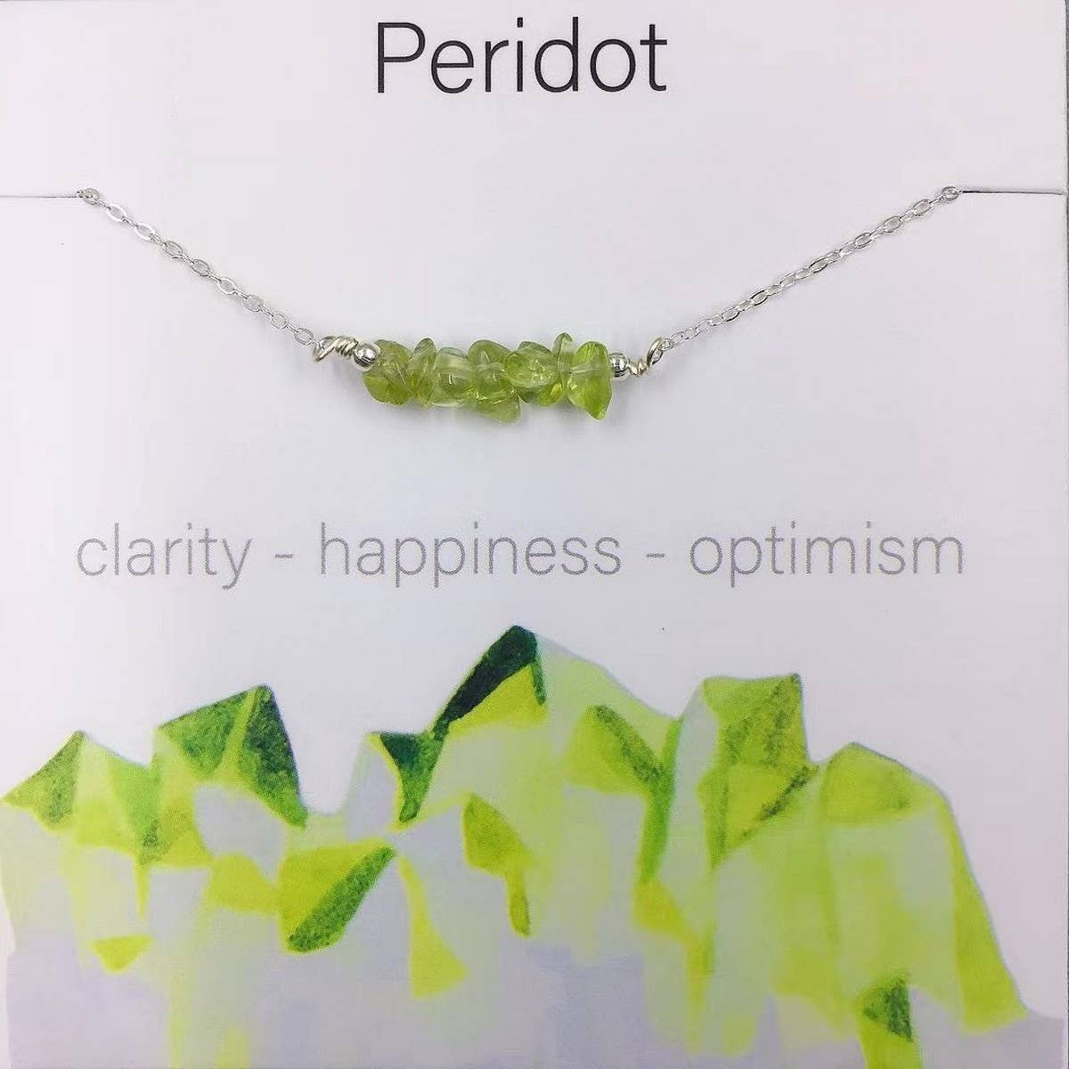 SILVER CHAIN NATURAL STONE NECKLACE WITH CARD