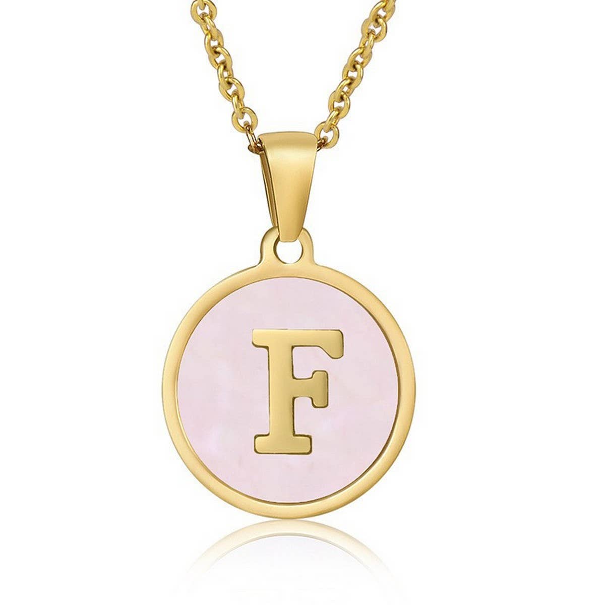 ROUND 18K GOLD STAINLESS STEEL 26LETTERS NECKLACE