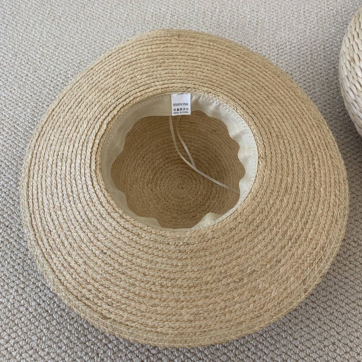 Summer outdoor large brim bow straw hat_CWAH3572